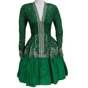 Sparkling Emerald Long Sleeve Dress